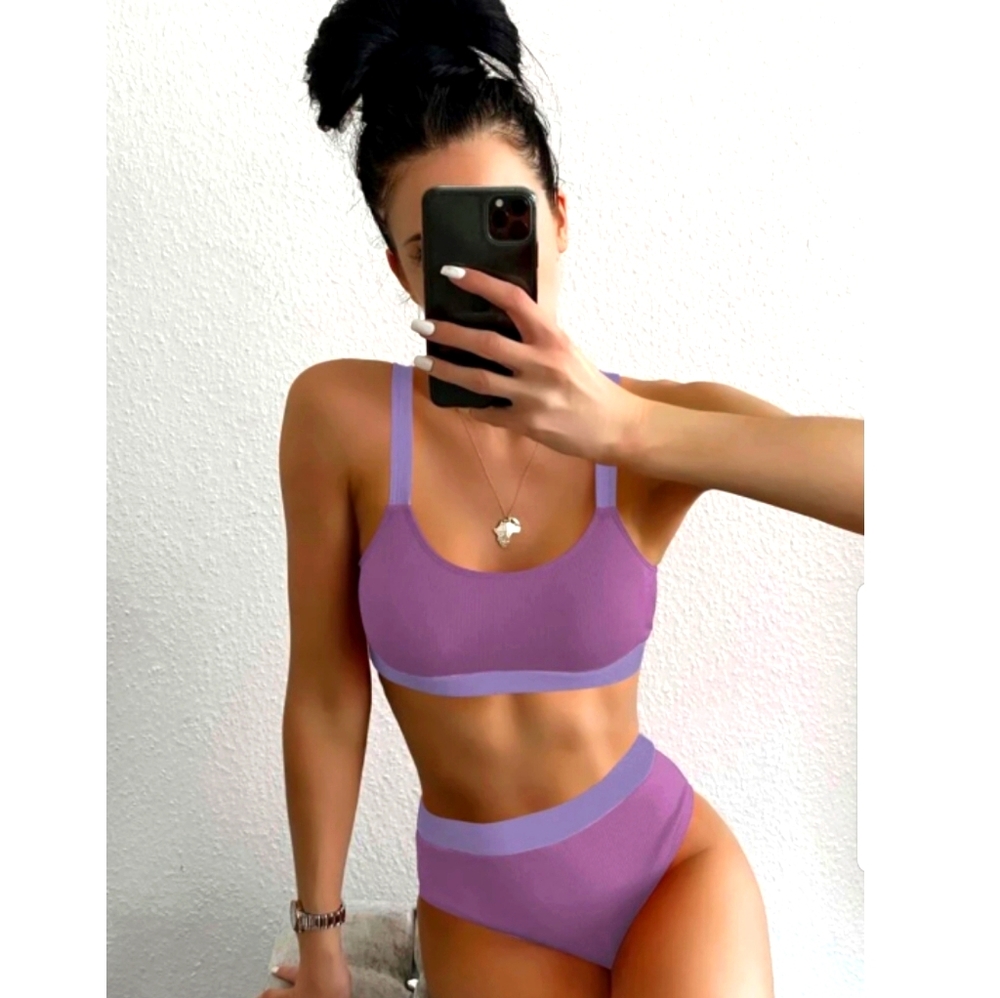 Ribbed high waisted bikini